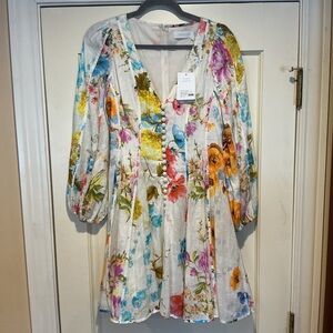 ❤️🔥CLEARANCE ❤️🔥Zimmermann Floral Linen Mini Dress, Size M (pit to pit 17 in)